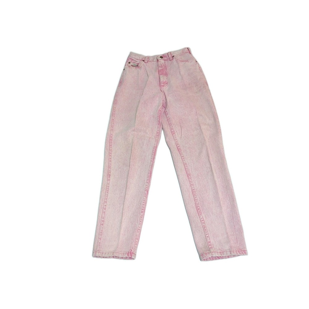 Vtg Lee Jeans Womens 9 Pink High Waisted Tapered Mom Acid Wash USA 90s Barbie